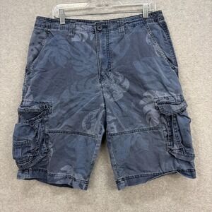 Urban Pipeline Cargo Shorts Mens 33 Blue Tropical Beach Preppy Y2K Paratrooper